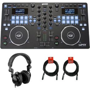 حزمة وحدة تحكم الكمبيوتر Gemini Sound GMX Media USB DJ مع سماعات رأس شاشة استوديو مغلقة من الخلف Polsen HPC-A30 وكابل XLR- XLR (زوج) in Kuwait