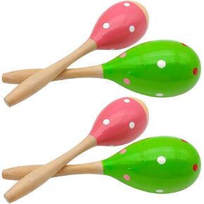 4 pcs Maracas, DaKuan 2 Styles Maracas Hand Percussion Instruments, 23cm Maracas, Used for Concerts, Parties, Performance Shows, Voiceovers, and Gatherings (Pink and Green)