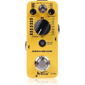AITONE Drum Machine Guitar Pedal with Real-Time Fill Function 48 Drum Grooves 6 Music Styles & Tap Tempo EQ Presets for Electric Guitar (AT-06)