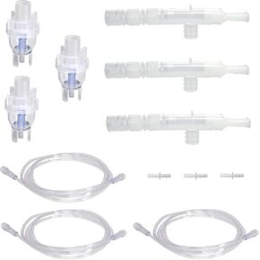 3pk Nebulizer Replacement Accessories w/Cup, Mouthpiece, Tee, Flex, 7' Tubing, Connector