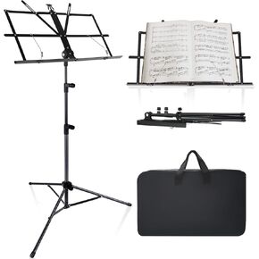 حامل موسيقى للورقة، حامل موسيقى محمول قابل للطي 2 في 1، حامل كتب سطح المكتب خفيف الوزن وقابل للتعديل مع حقيبة حمل (19.68 بوصة إلى 59 بوصة) in Kuwait