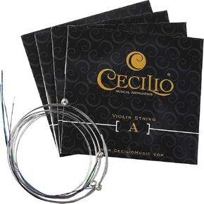 Cecilio 4 Packs of Stainless Steel Violin Strings 4/4 Full Set with E, A, D, G Strings for Electric and Acoustic Violins - Reliable and Affordable Replacement for your Fiddle