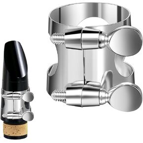 Clarinet Ligature, Bb Clarinet Mouthpiece Ligature Silver Clarinet Ligature B Flat with Adjustable Screws for Clarinet Mouthpiece Woodwinds Instrument