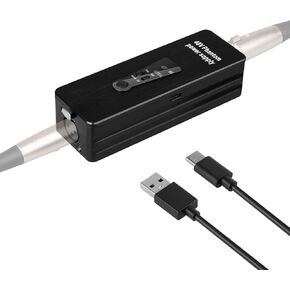 Depusheng Phantom Power Supply 48V/12V Switch, Rechargeable Portable Phantom Power for Condenser/Interview Shotgun Microphone, Audio Interface, Recording Studios, Up to 40h Working Time