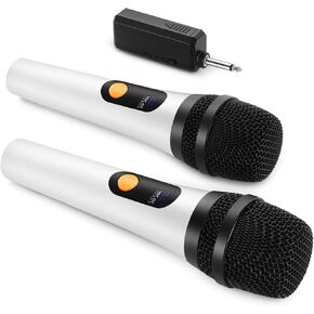 Wireless Microphone, FOLTUSMY Dual Digital Dynamic Bluetooth Microphone with Rechargeable Receiver, 200ft Range, Microphone for Singing, Karaoke, Meeting, Church, Wedding