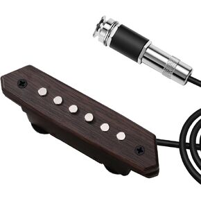 Acoustic Guitar Pickup Rechargable Active Soundhole Guitar Pickup Adjustable Pickup for Guitar Magnetic Coil Build-in Volume Control Guitar Microphone Acoustic Pickup