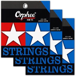 Rockhouse Guitar Strings Acoustic 6 String Set, Phosphor Bronze, Nano Coated, Extra Light 11-52 Gauge, Loud, Smooth (RH-T6, 3 Pack)