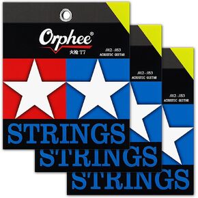 Rockhouse Guitar Strings Acoustic 6 String Set, Phosphor Bronze, Nano Coated, Extra Light 11-52 Gauge, Loud, Smooth (RH-T6, 3 Pack)