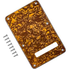 Electric Guitar Back Plate Compatible with Strat/Stratocaster Tremolo Cavity Cover, Tremolo Cover with Pickguard featuring 6 Screws(4L Yellow)