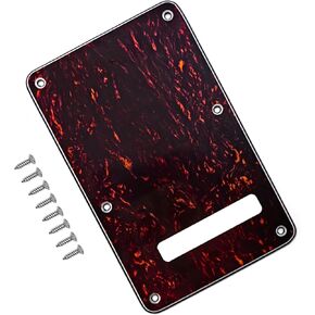 Electric Guitar Back Plate Compatible with Strat/Stratocaster Tremolo Cavity Cover, Tremolo Cover with Pickguard featuring 6 Screws(4L Brown)