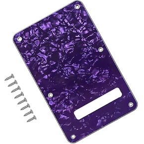 Electric Guitar Back Plate Compatible with Strat/Stratocaster Tremolo Cavity Cover, Tremolo Cover with Pickguard featuring 6 Screws(4L Purple)