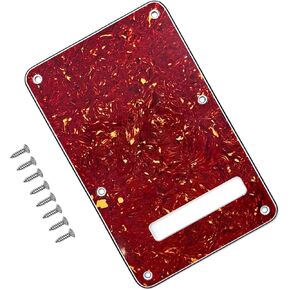 Guitar Back Plate Compatible with Strat/Stratocaster Tremolo Cavity Cover, Tremolo Cover with Pickguard featuring 6 Screws(4L Red)