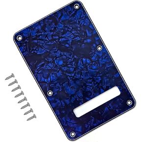 Electric Guitar Back Plate Compatible with Strat/Stratocaster Tremolo Cavity Cover, Tremolo Cover with Pickguard featuring 6 Screws(4L Blue)