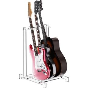 Acrylic Guitar Stand Multiple Guitar case Rack for Acoustic, Electric, Bass Guitars,3 Guitar Stands Floor (Clear)