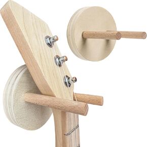 [2 Pack] Guitar Wall Mounts for Mini Guitars & Ukuleles - 2 Wooden Guitar Hooks for Walls with Mounting Hardware - Install in Minutes and Hang Your Mini Guitar with Confidence