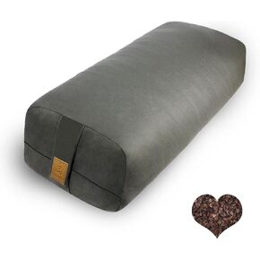 Organic Buckwheat Bolster (24X10.5X5.5 in) Yoga Bolster Supportive Yoga Cushion for Restorative Yoga Accessories Rectangular Meditation Pillow 100% Cotton Cover Yoga Pillow