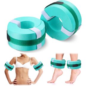 2 Pcs Foam Swim Aquatic Cuffs Equipment Water Aerobics Float Ring with Detachable Hook and Loop Fastener Fitness Workout Set for Swimming Fitness Training Pool Exercise