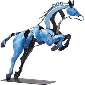 Metal Horse Statue, Western Home Decor Rustic Metal Art Horse Sculpture, Horse Decorations, Gifts for Horse Lovers (Black)