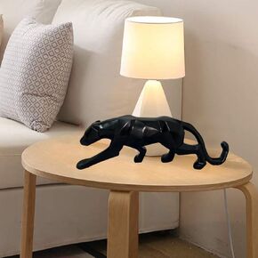 Leopard Statue ，Maximalist Decor，Animal Statues for Home Decor，Entryway 、Bookshelf Decor，Black Panther Statue(Black)