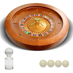 Deluxe Wooden Roulette Wheel Casino Grade Precision Bearings Roulette Wheel Set for Adults Club Parties (Light, 18in)
