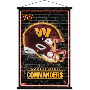 Trends International NFL Washington Commanders - Neon Helmet 23 Wall Poster with Magnetic Frame