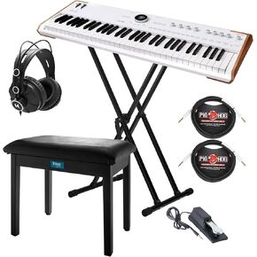 حزمة لوحة مفاتيح Arturia Astrolab Avant-Garde 61-Note شبه المرجحة للمسرح (أبيض) مع حامل Knox Gear، ومقعد Knox Gear (أسود)، وسماعات رأس Knox Gear، ودواسة (أسود) وكابل جيتار (عبوتان) (7 قطع) in Kuwait