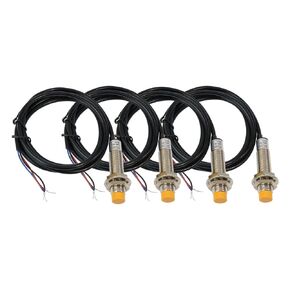 ATO M12 Inductive Proximity Sensor Switch, 4Pcs Non-Shield Detector 4mm NPN Normally Open(NO) Approach Sensor,Directly Connecting with PLC