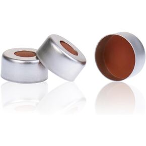 أغطية تجعيد فضية من الألومنيوم مقاس 11 مم من GC مع بطانة شفافة من مادة PTFE/المطاط الطبيعي باللون الأحمر البرتقالي، عبوة من 100 قطعة in Kuwait