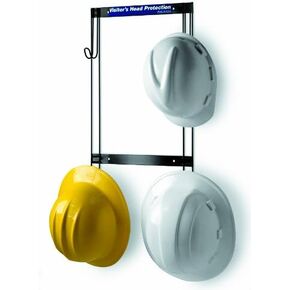 Horizon 5004 Heavy-Duty Steel Hard Hat/Coat and Fall Protection Rack, 14" Width x 22-3/4" Height x 2-1/4" Depth, Holds 4 Hats,Black, Medium