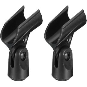 MECCANIXITY Microphone Holder O.D 21mm - 33mm Plastic Interface Mic Holder Clip with 3/8 Plastic Adapter for Small Mic Black 2 Pcs