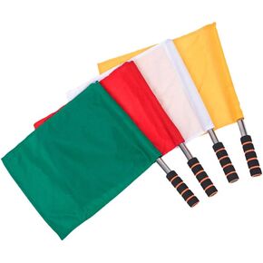 4pcs Referee Flag Sports Linesman Flags Track and Field Events Match Training Flags with Stainless Steel Pole Stick (Mixed Colors)