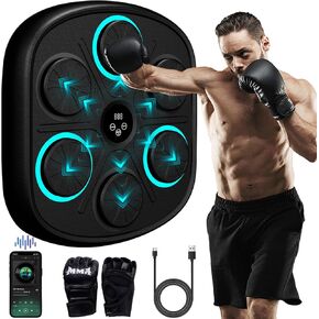 2024 Upgrade Intelligent Music Boxing Machine, Electronic Boxing Trainer with Gloves, Music Workout Machine with Smart Display Screen Punching Machine for Adults, Good Gift for Birthday.