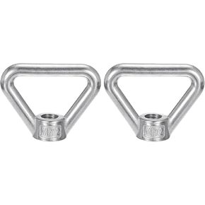 uxcell M20-2.5x80x66mm Lifting Eye Nuts, 2 Pcs 304 Stainless Steel Triangle Shape Threaded Nut Fastener for Home Repairs Rope Fitting