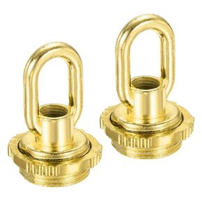 MECCANIXITY Eye Nut 25kg Max Load 30x44mm M10 Thread Ring Shape Female Loop for Hanging Lamp Chandelier, Gold Tone Pack of 2