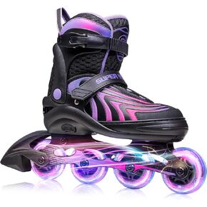 Girls Inline Skates for Boys Kids Youth Adjustable Light up Roller Skates, Outdoor Blades for Women Adults