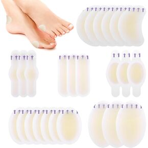 24 PCS Blister Bandages for Foot, Waterproof Gel Hydrocolloid heel sticker, Adhesive Bandages for Fingers,Toes, Heels, Blister Cushions,Blister Prevention & Recovery
