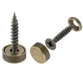 uxcell 4Pcs Brass Decorative Screws with Caps, 12 mm Mirror Screws Cover Self-Tapping Screws for Furniture Fixing, Bronze Color