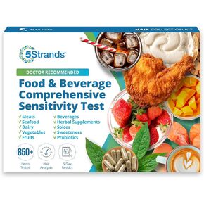 Comprehensive Food & Beverage Sensitivity Test Kit for Adults & Kids, 854 Items Tested, At-Home Intolerance Testing, Hair Analysis, Results in 5 Days