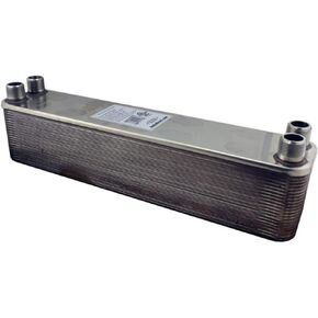 Duda Energy HX5240:M1 B3-52A 40 Plate Stainless Steel Heat Exchanger with 1" Male NPT Ports Copper Brazed, 4" Height, 4.4" Width, 20.7" Length