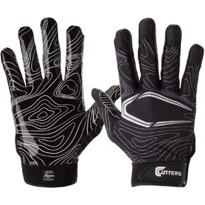CUTTERS Football Gloves Game Day Receiver. Silicone Grip Glove. No Slip. Adult Sizes.