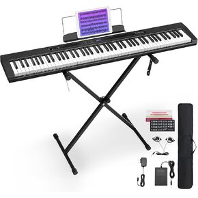 Starfavor 88 Key Piano Keyboard, Compact Bluetooth Digital Piano with Full-size Semi Weighted 88 Keys, Budget Electric Keyboard Piano with Stand, Piano Pedal, Carrying Bag, Recording/MIDI/USB, Black