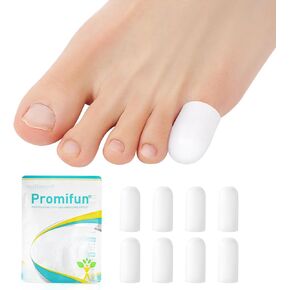 4-Pairs Gel Toe Caps and Protectors - Cushioning and Protection for Missing or Ingrown Toenails, Corns, Blisters, Hammertoes (White S)