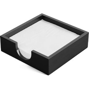 Napkin Holder for Bathroom, Wooden Guest Towel Holder Tray for Bathroom, Disposable Paper Hand Towel Holder for Bathroom Accessories, Dinner Napkin Holder for Kitchen Table Party, Black