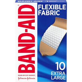 Johnson & Johnson Band-Aid Extra Large Flexible Fabric Adhesive Bandages, 10 Count
