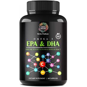 Omega Pure Plus Organic Omega 3 EPA & DHA, Fish Oil, Sesame Lignans & Olive Extract Capsules, Omega Pure Plus Capsules Offer a Comprehensive Blend of Omega-3 Fatty Acids - 60 Capsules