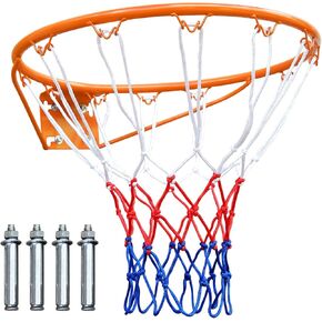 MIUDGIG 18" Basketball Rim Replacement, Heavy Duty Breakaway Rim and Net, Universal Professional Solid Steel Backboard Rims Fits In-Ground and Wall-Mounted Basketball Hoops, Indoor/Outdoor