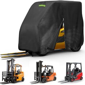 Forklift Protection Cover All Weather, Forklift Cover Waterproof 600D Fits All Forklifts Up to 8000Lb, Sun Rain Snow UV Forklift Cover with Zipper Door Reflective Strips Windproof Buckle Organizer Bag