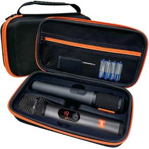 Carrying Case for JBL PartyBox Wireless Mic/Wireless Two Microphone System Cover, Receiver Battery Accessories Handheld Dual Mic Waterproof Bag for Singing Karaoke
