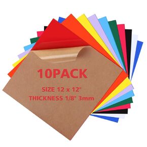 Acrylic Sheets 1/8 Thick, 10Pcs 12 x 12in Colored Acrylic Sheets 3mm for Laser Cutting, Opaque Acrylic Sheets Acrylic Panel with Protective Paper for Laser Engraving Material DIY Crafts