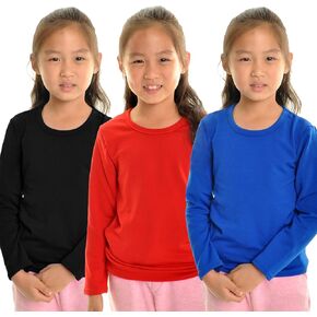 Angelina Kids Fleece Lined Crew-Neck Long Sleeves Thermal Top (3-Pack)